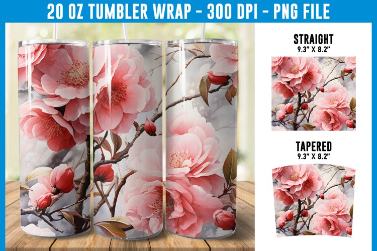 Peony Flowers Tumbler Wrap| Flower Tumbler Sublimation