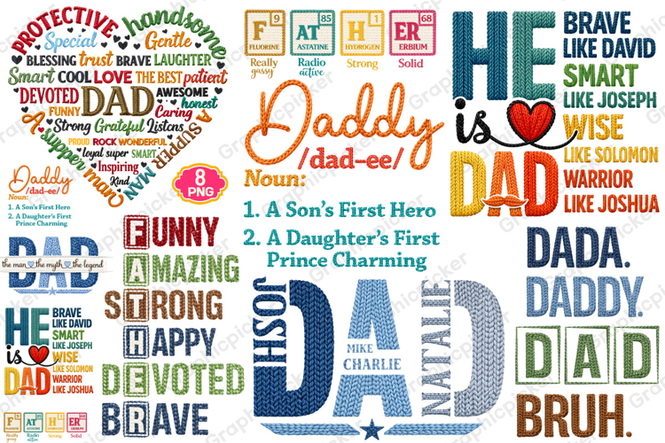 Fathers Day PNG, Faux Yarn Dad PNG, Best Dad Ever PNG, Dad
