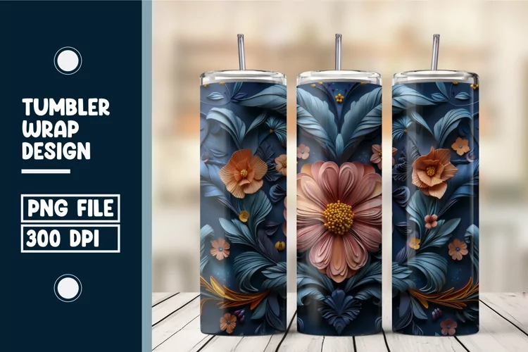 Heart Flower Tumbler Wrap Design