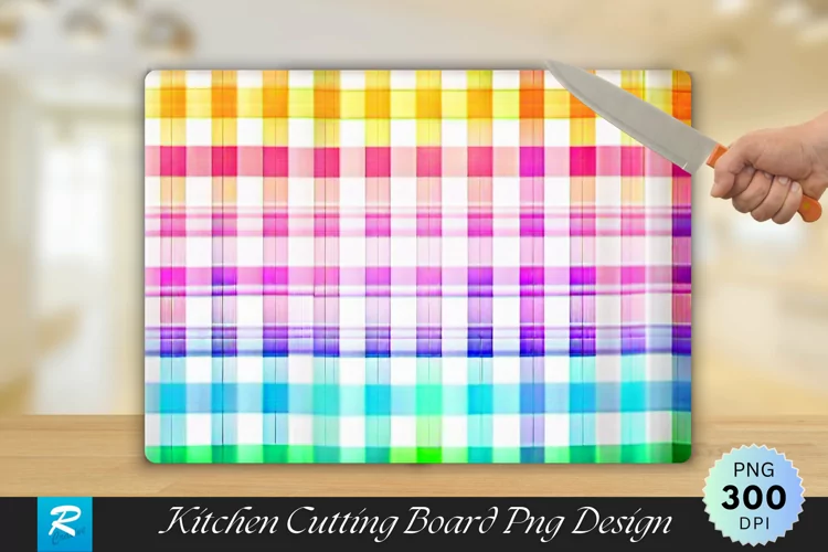Colorful Plaid Cutting Board Sublimation Design