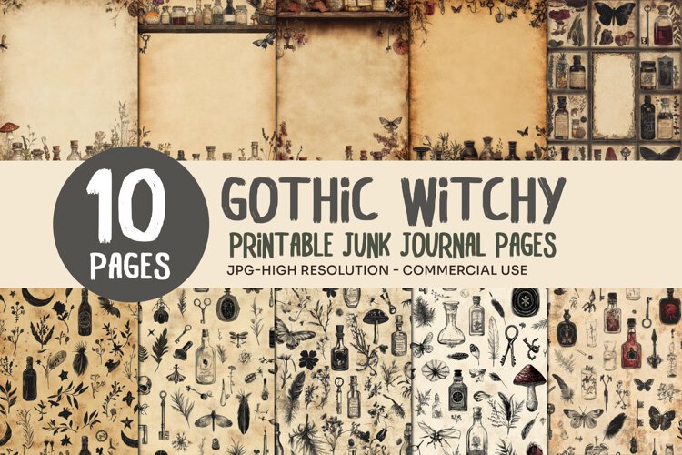 Gothic Witchcraft Junk Journal Pages example image 1