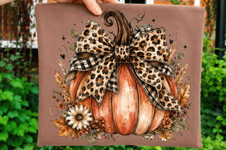 Fall Pumpkin PNG, Leopard Bow Pumpkin Sublimation, Autumn pn
