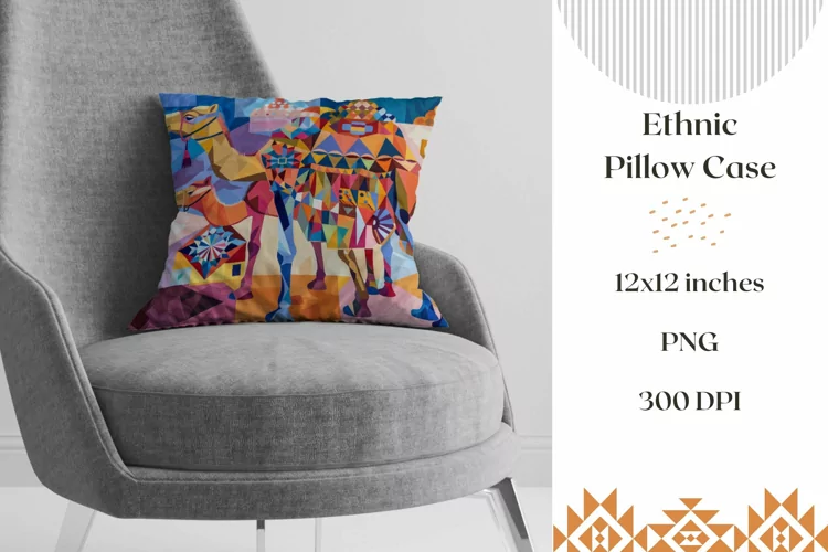 Camel Pillow Case Design, Abstract Sublimation Pillow Case