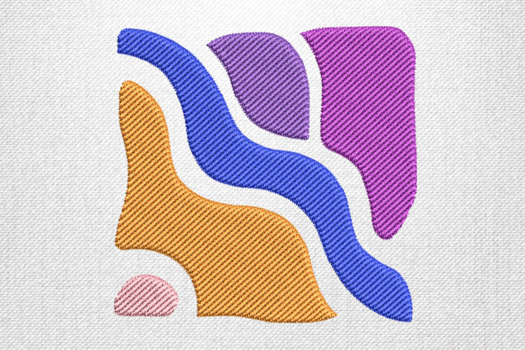 Modern Abstract Wave Shape Embroidery Design