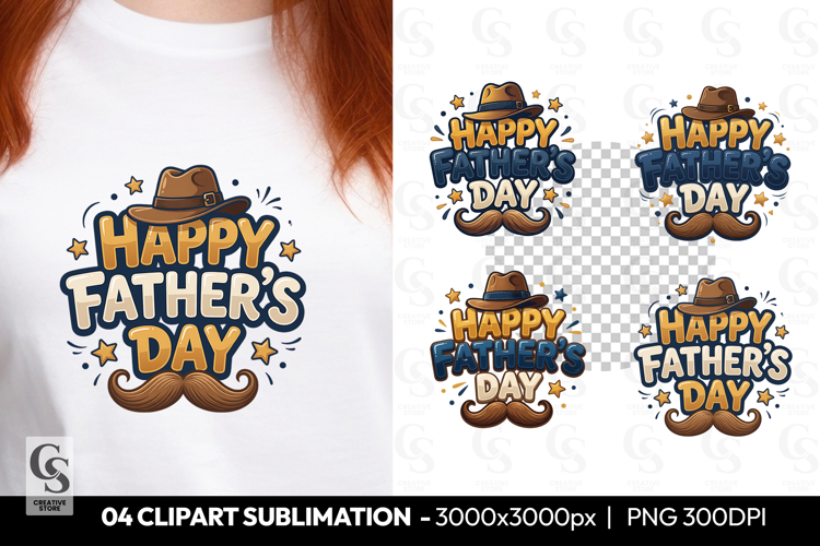 Happy Fathers Day Mustache Hat Typography