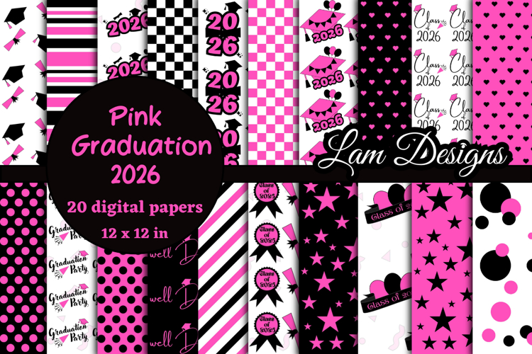 Graduation 2026 pink digital papers