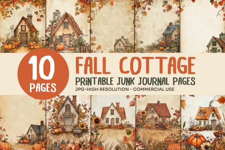 Rustic Fall Cottage Junk Journal Pages