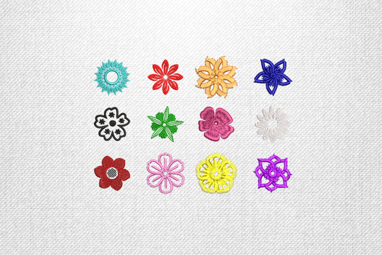 Multi Color Floral Elements Embroidery Design File