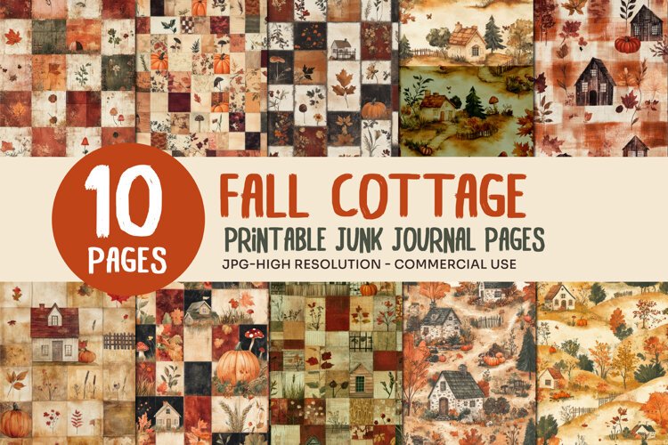 Fall Patchwork Junk Journal Pages example image 1