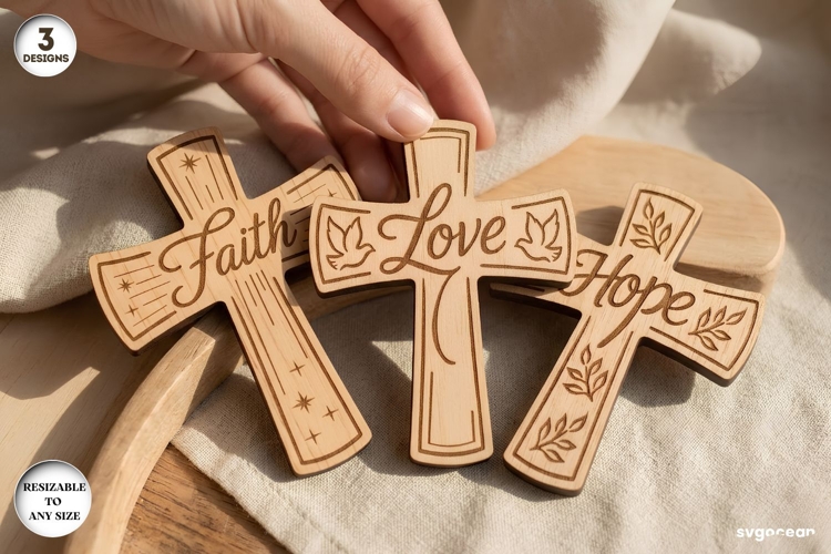 Pocket Engraved Cross SVG Bundle | Glowforge | Laser Cut
