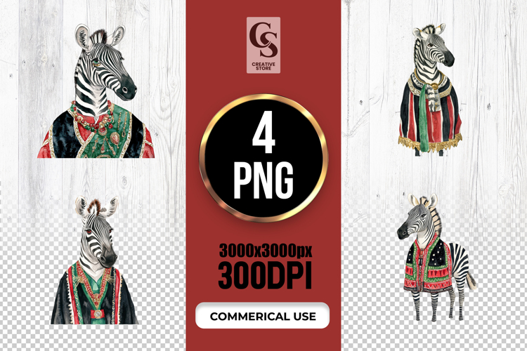 Watercolor Zebra Traditional Outfit Clipart Sublimation PNG