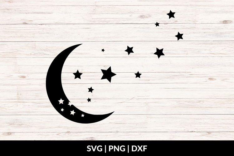 Moon and Stars SVG, Moon and Stars Clipart