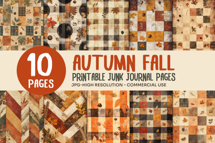 Autumn Patchwork Junk Journal Pages
