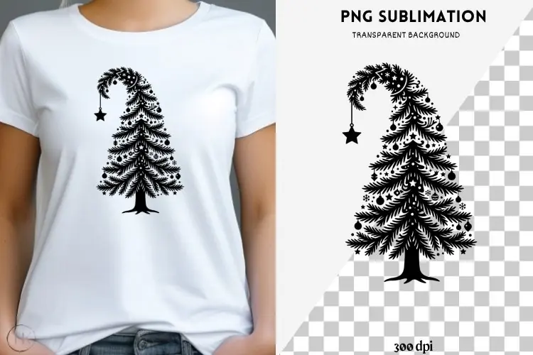 Christmas tree silhouette png design for T-shirts