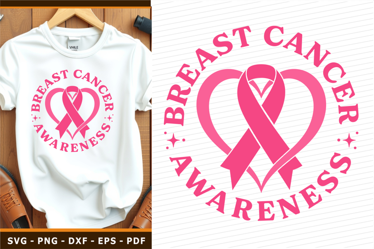 Breast Cancer Awareness SVG, Heart Cancer Ribbon T Shirt PNG