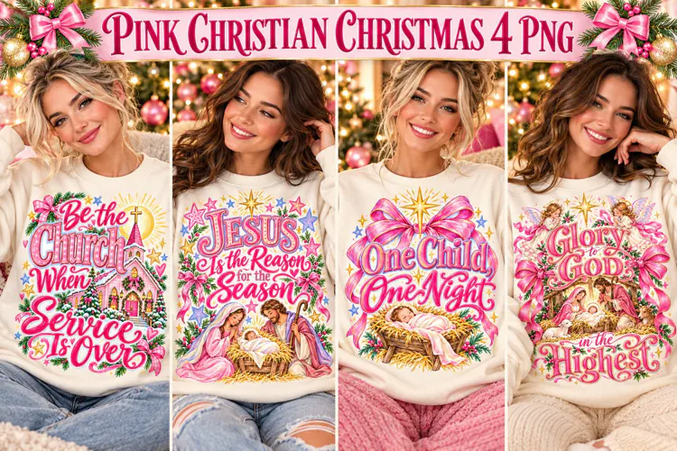 Pink Christian Christmas PNG, Preppy Jesus Nativity