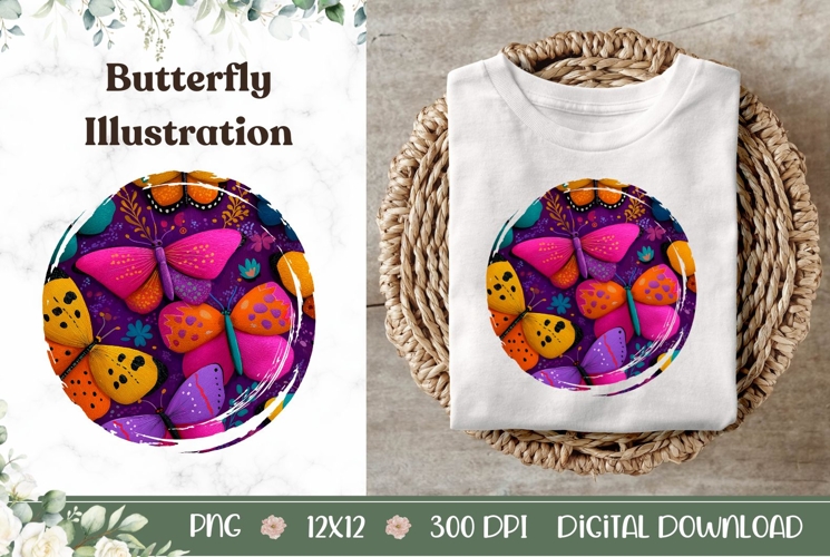Cartoon Butterfly Illustration, Colorful Butterfly PNG