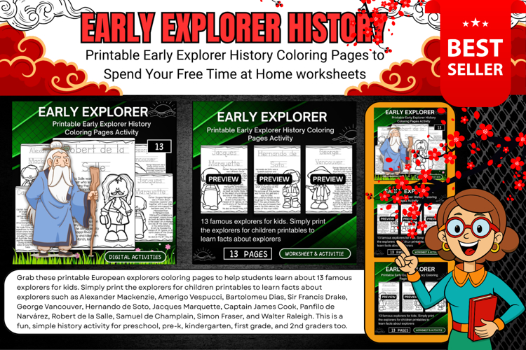 Printable Early Explorer History Coloring Pages Activity
