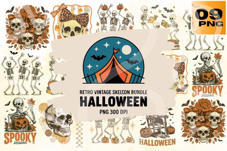 Retro Vintage Skeleton PNG Bundle 9