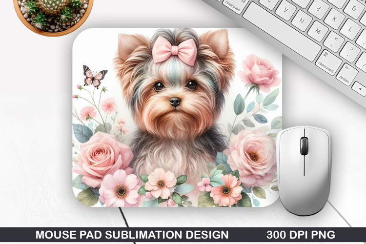 Yorkies Mouse Pad Sublimation, Animals Mouse Pad PNG Design