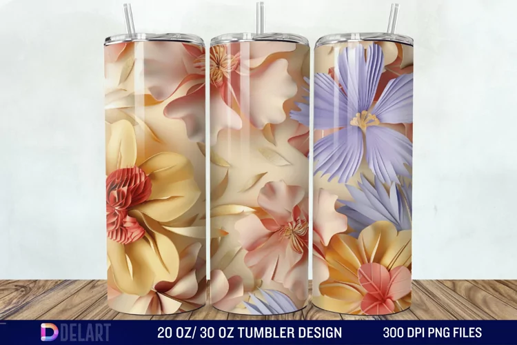 3D Floral Tumbler Wrap