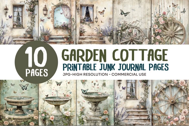 Vintage Garden Cottage Junk Journal Pages example image 1