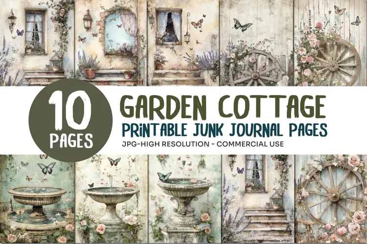 Vintage Garden Cottage Junk Journal Pages