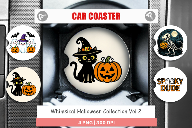 Whimsical Halloween Car Coaster