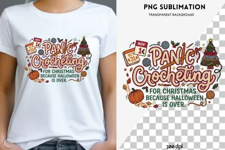 Christmas crochet png design for T-shirts