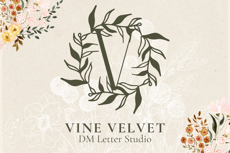 Vine Velvet Monogram - Elegant Serif Monogram Font