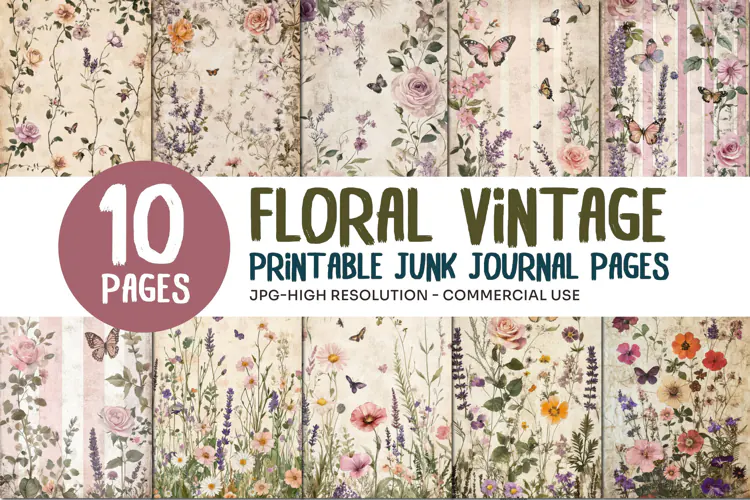 Floral Vintage Junk Journal Pages