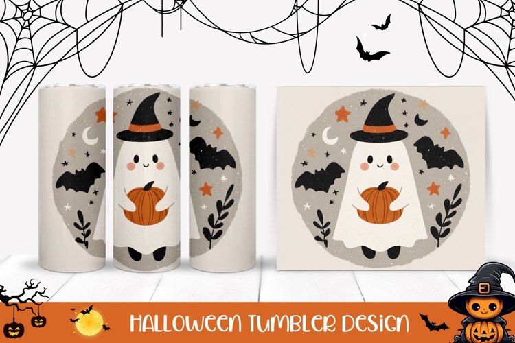 Doodle Halloween Tumbler, Halloween Ghost Tumbler Design