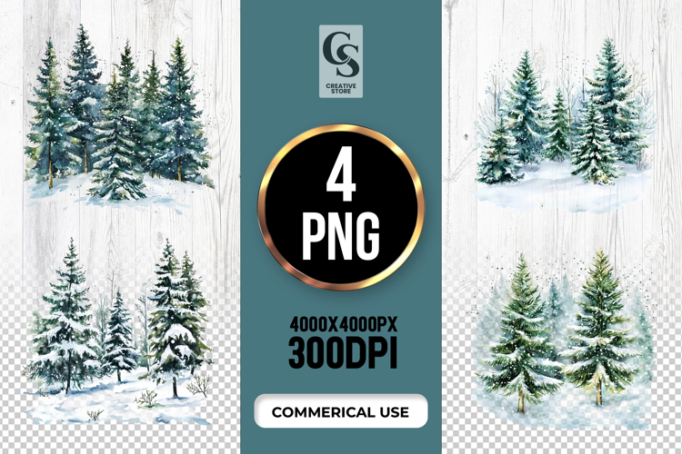 Snow Pine Forest Sublimation Clipart PNG