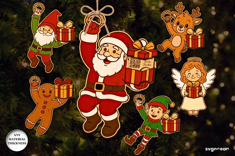 Santa Trackers Ornament Bundle | Glowforge | Laser Cut