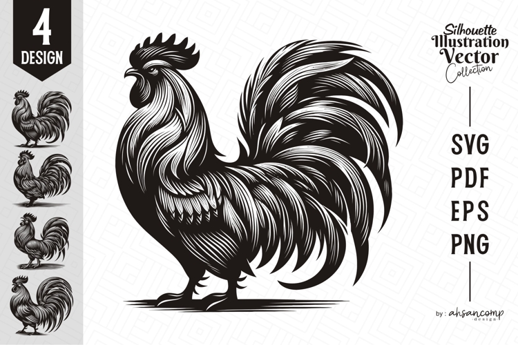 Elegant Rooster Silhouette Vector