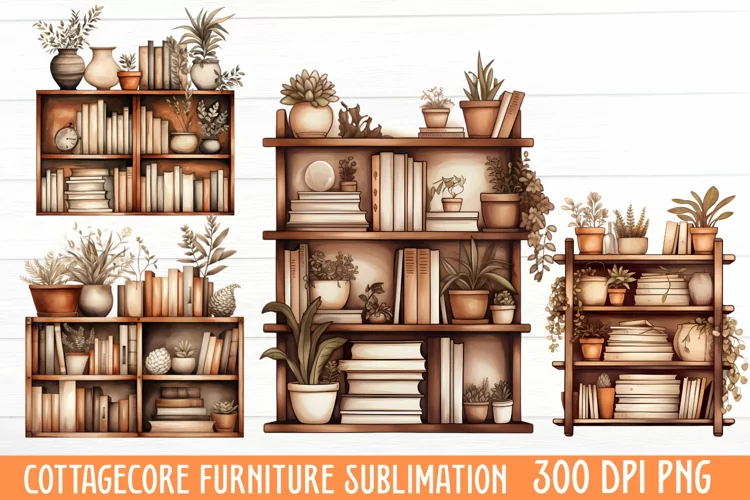 Cottagecore Furniture Watercolor Sublimation Clipart