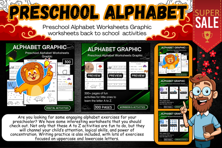 Preschool Alphabet Worksheets Graphic Activities for kids