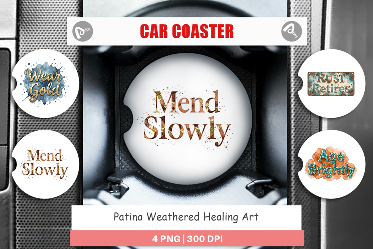 Patina Weathered Healing Car Coaster