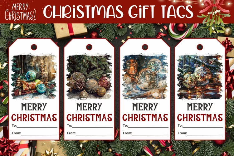 Watercolor Christmas Gift Tags, Winter Gift Tag Designs