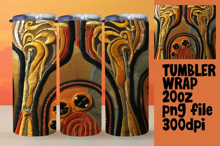 Colorful Embroidered Tumbler Wrap
