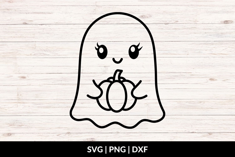 Ghost Holding Pumpkin SVG, Halloween Ghost SVG