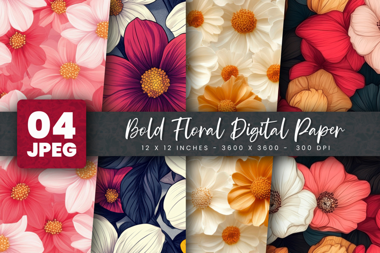 Bold Floral Digital Paper
