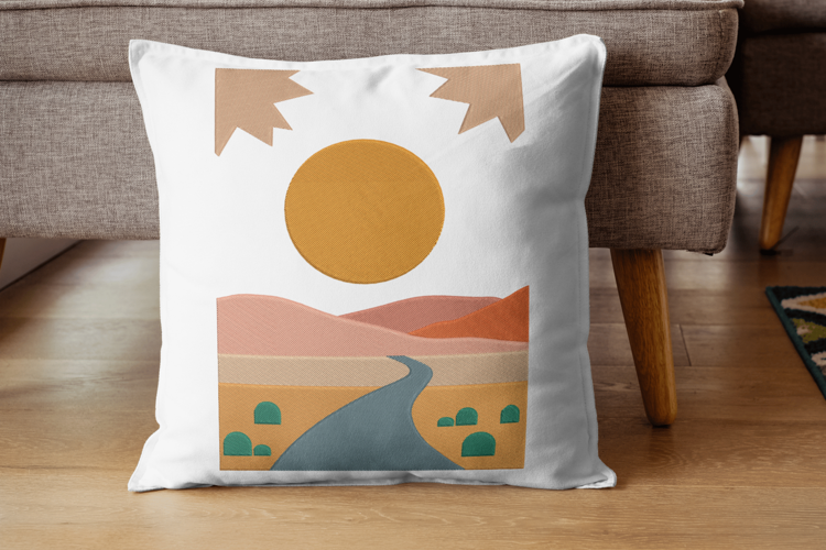 Desert Sunset Minimalist Landscape Pillow Design