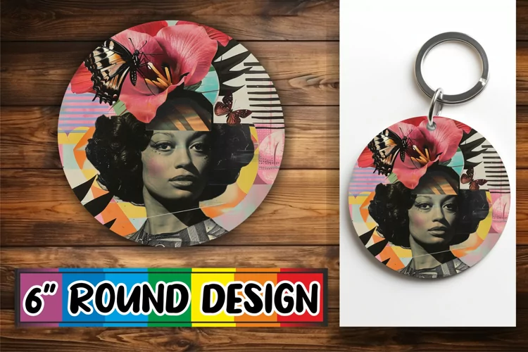 Artistic Black Woman Round Design Abstract Sublimation PNG