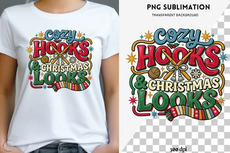 Christmas crochet png design for T-shirts