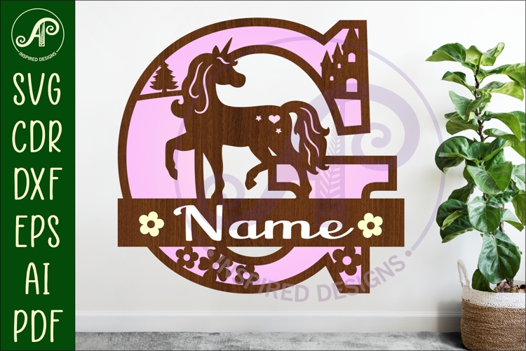 Unicorn Capital Monogram Letter name sign G SVG