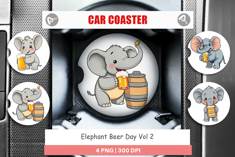 Car Coaster Elephant Beer Day