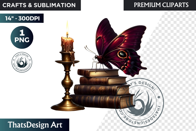 Dark Academia PNG, Gothic Butterfly Clipart Moody ephemera