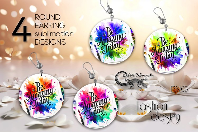 Inspiring Inscription | 4 Round earring sublimation designs