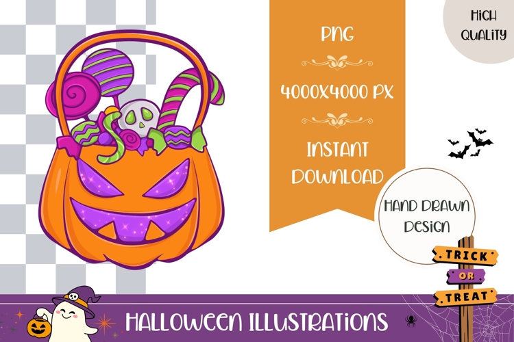 Hand Drawn Halloween Sweets Illustration, Pumpkin PNG